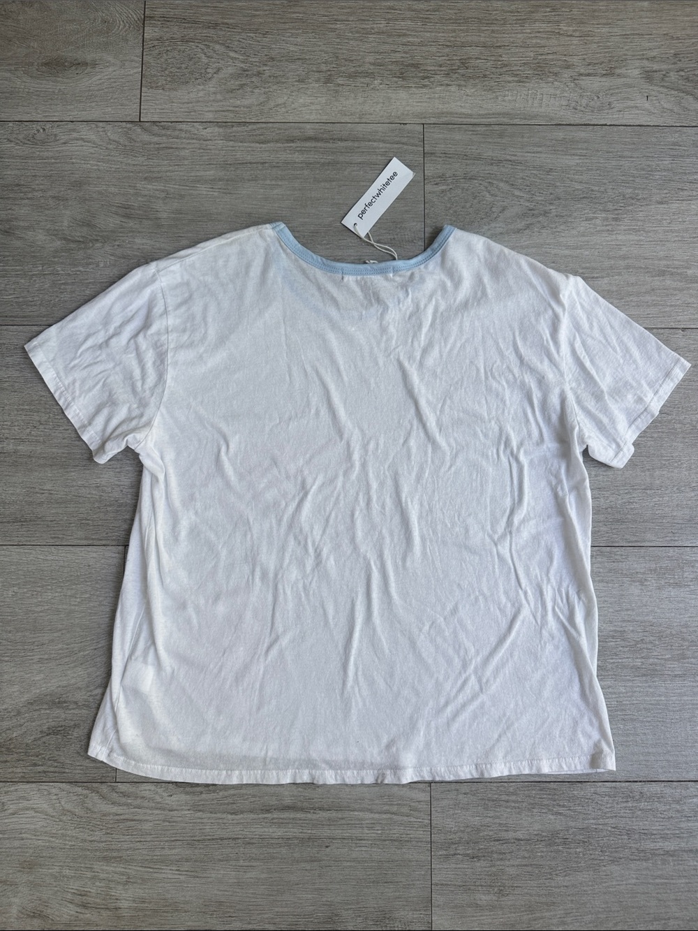NWT Perfect White Tee Mixology Keys Ringer White Short Sleeve Tee Crewneck Large - Picture 8 of 8